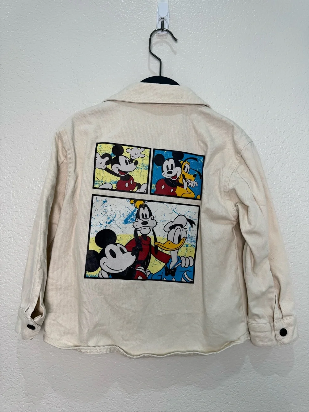 Disney Mickey Friends 4T Cream Cotton Shacket Best Pals Donald Goofy Jacket